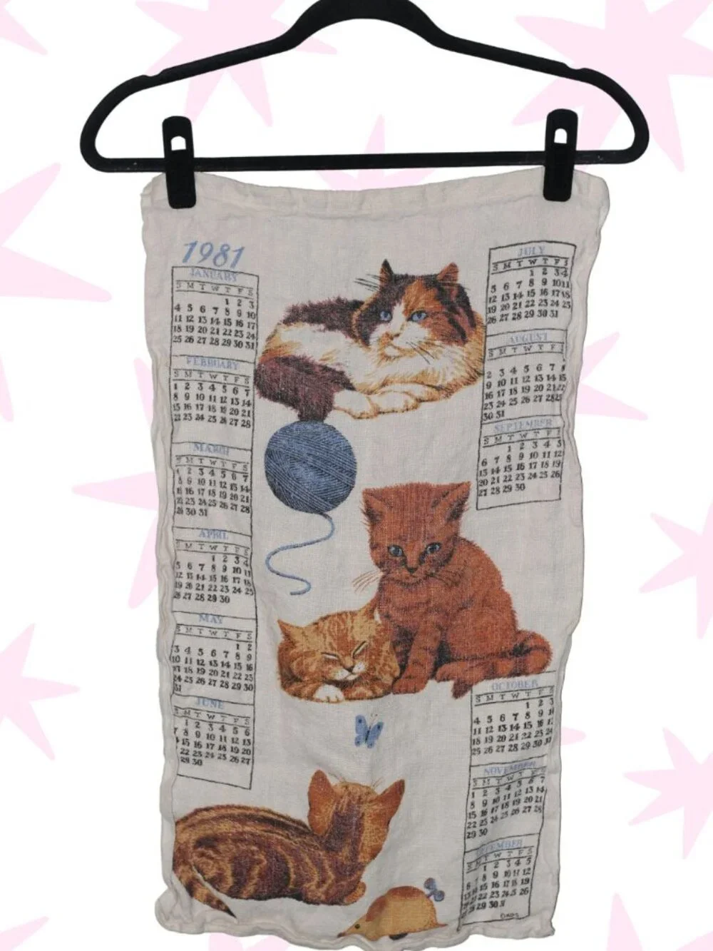 VTG KD's 1981 kitty cat tea towel